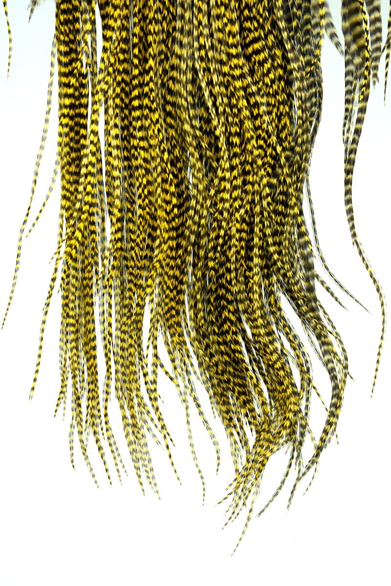 Eurohackle Saddle Grizzly dyed Pale Yellow view 4