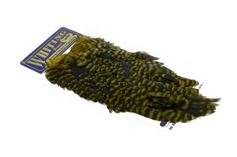 American Hen Saddle Grizzly dyed Golden Olive view 2