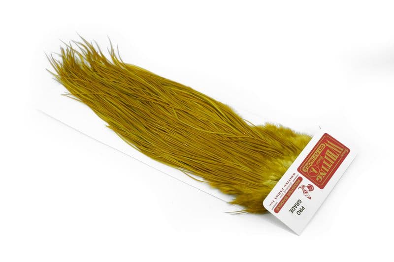 Whiting Pro Grade Midge Saddle White dyed Golden Olive view 2