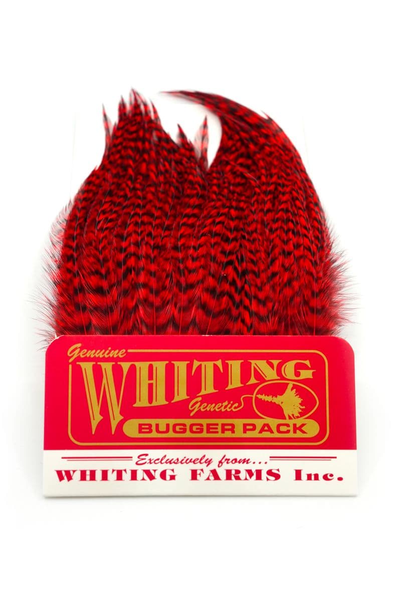 Whiting Bugger Pack Grizzly dyed Red view 3