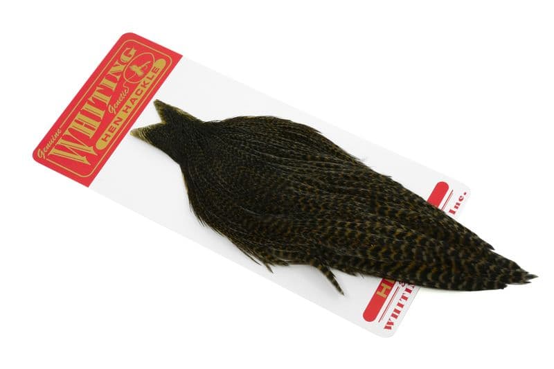 Whiting Hen Cape Grizzly dyed Dark Olive view 1