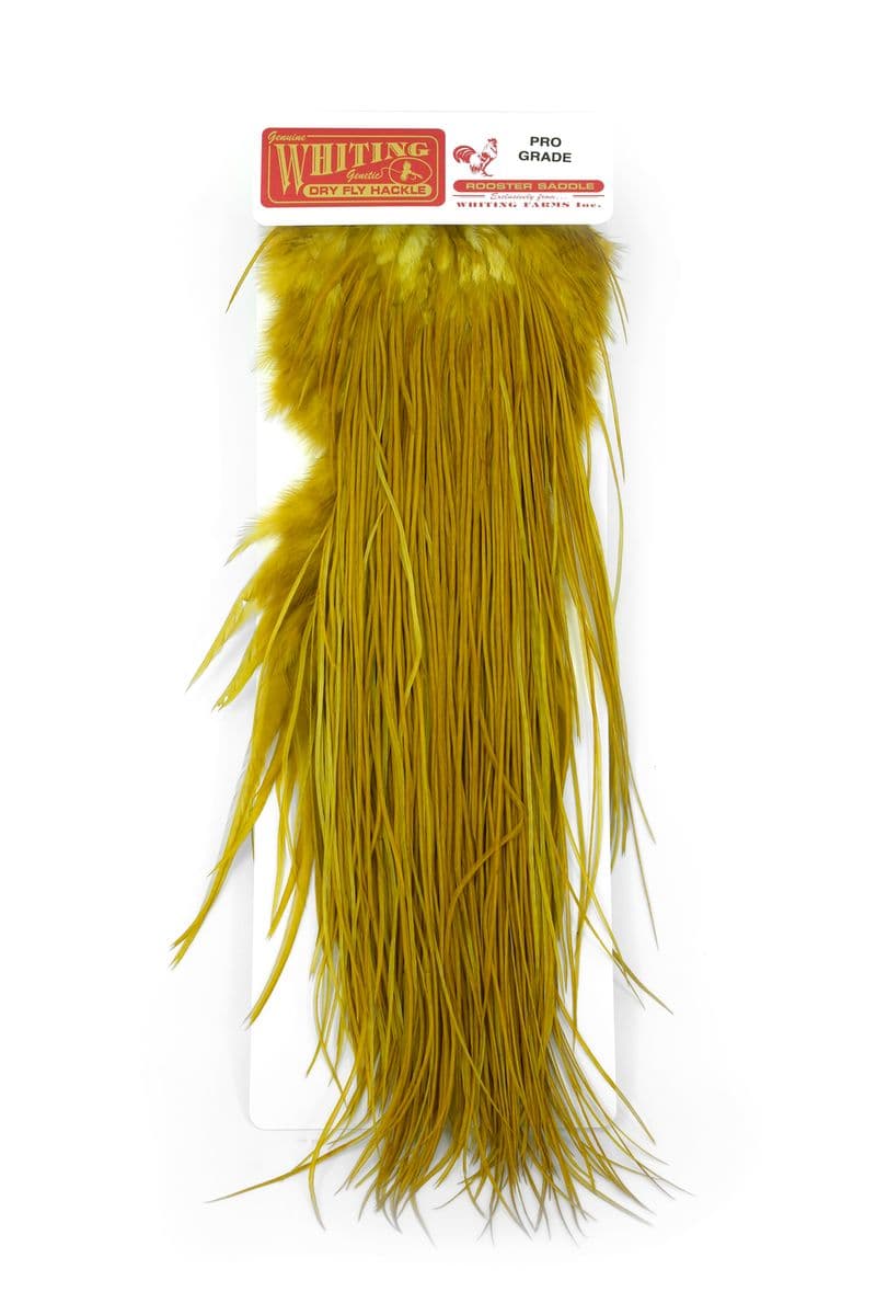 Whiting Pro Grade Midge Saddle White dyed Golden Olive view 4