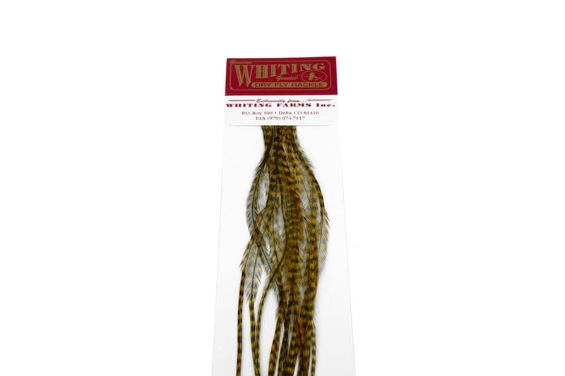 Whiting 100 Pk Size 18 Grizzly dyed Golden Olive view 4