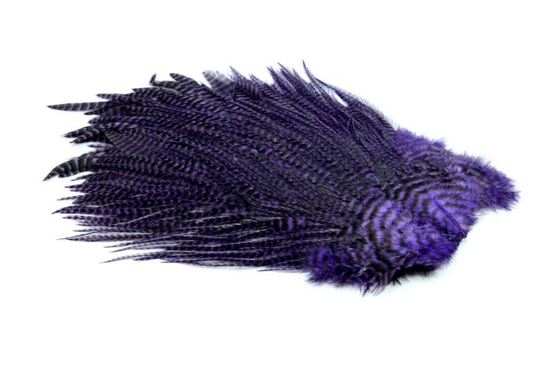 4 B's Rooster Saddle Grizzly dyed Purple
