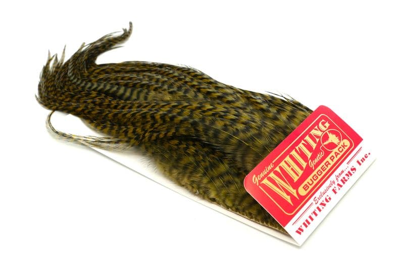 Whiting Bugger Pack Grizzly dyed Dark Olive view 2
