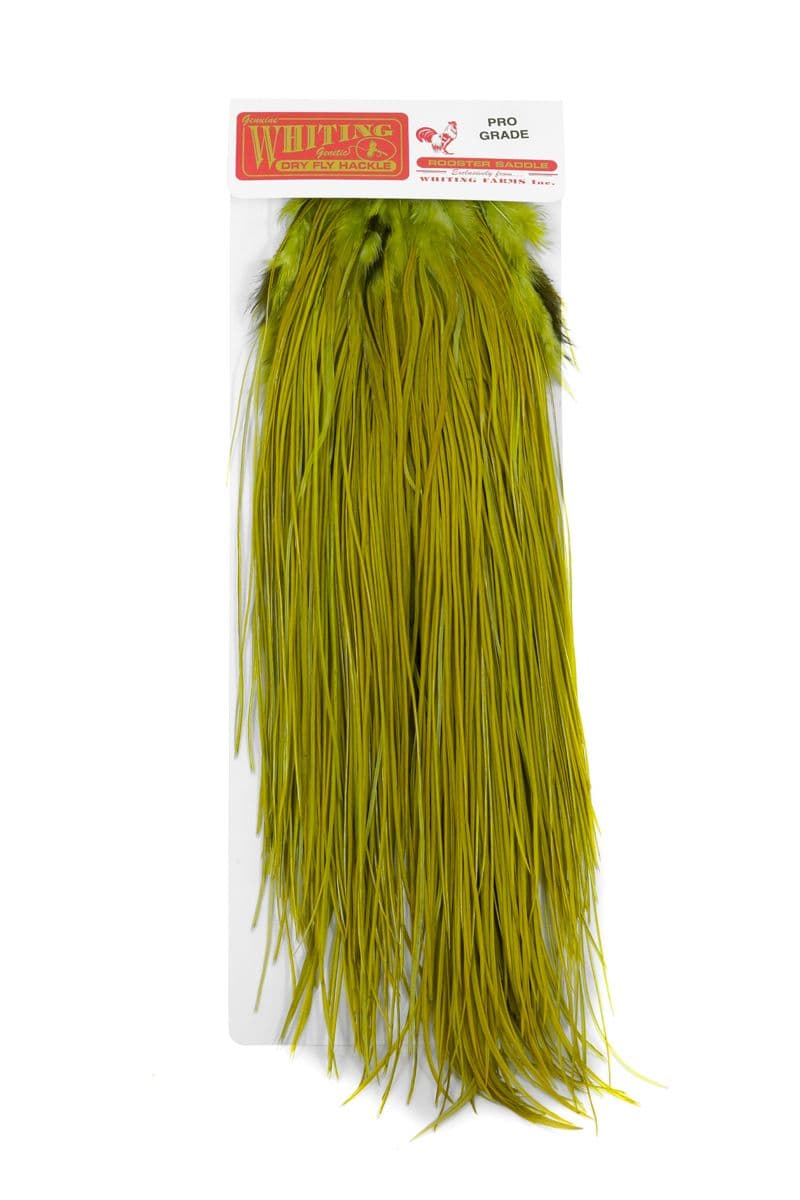 Whiting Pro Grade Midge Saddle White dyed Olive view 3