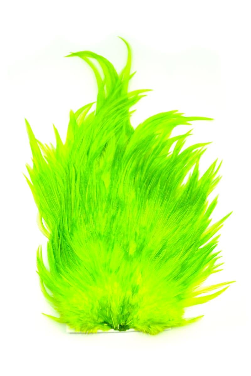 4 B's Rooster Saddle White dyed Fl. Green Chartreuse view 2