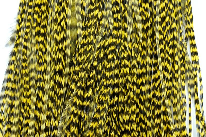 Eurohackle Saddle Grizzly dyed Pale Yellow