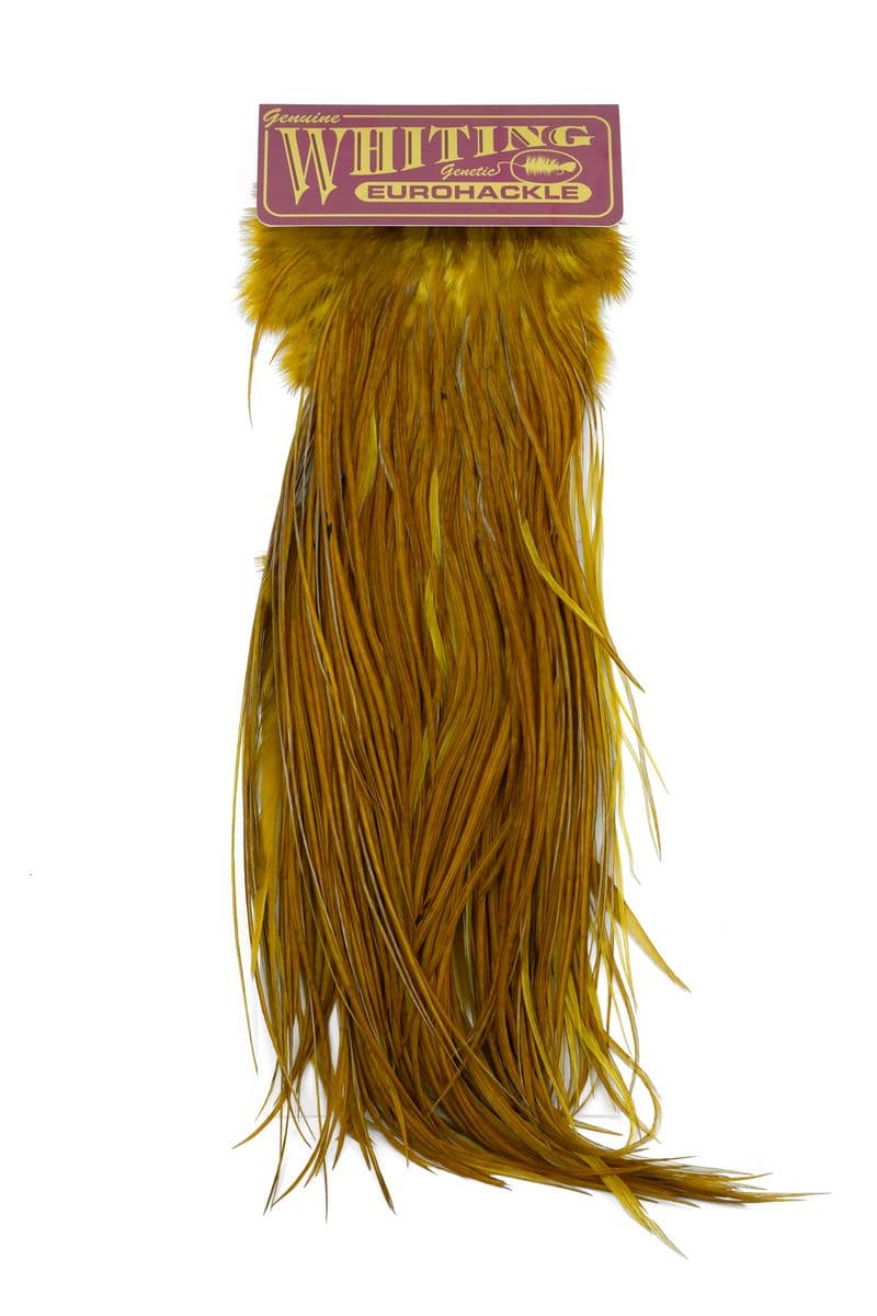 Eurohackle Saddle White dyed Golden Olive view 3