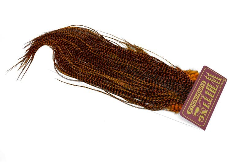 Eurohackle Saddle Grizzly dyed Burnt Orange view 2