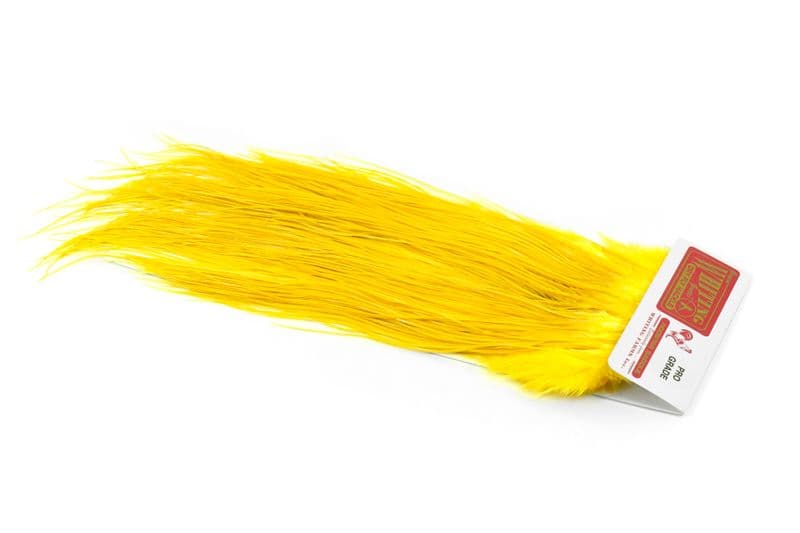 Whiting Pro Grade Midge Saddle White dyed Pale Yellow view 2