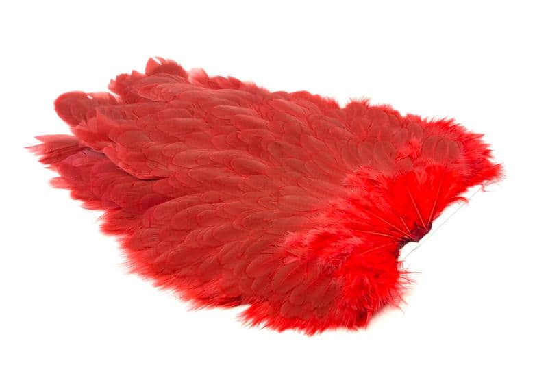 4 B's Hen Saddle White dyed Red view 1