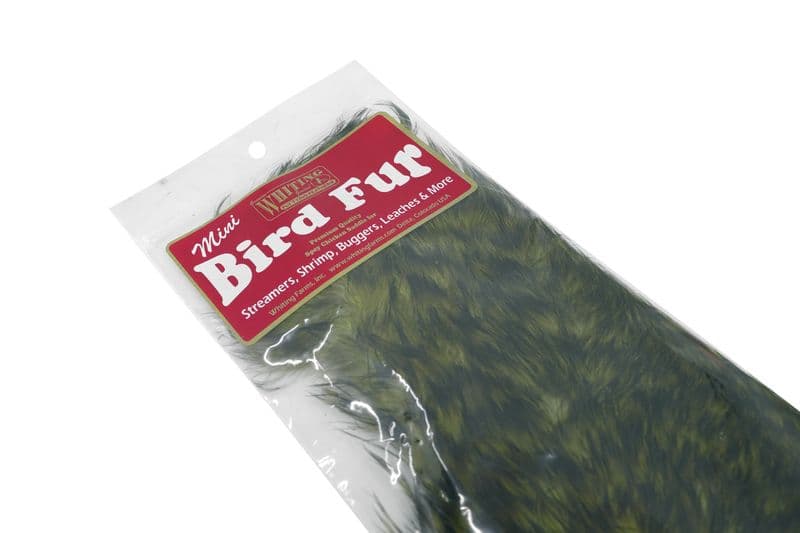 Mini Bird Fur Grizzly dyed Olive view 1