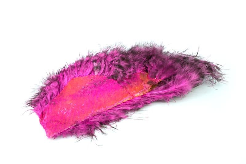 Mini Bird Fur Grizzly dyed Pink view 4