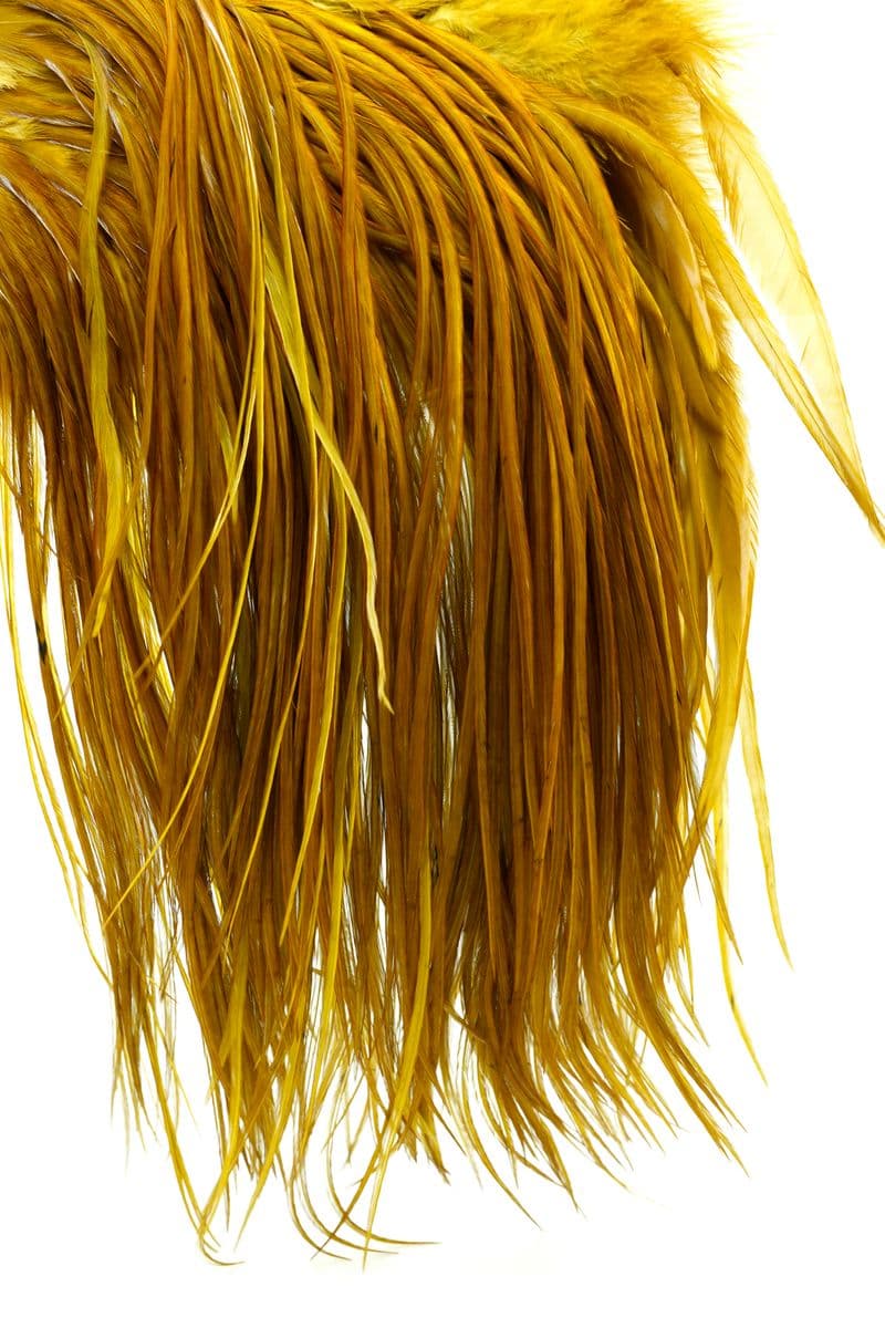 Eurohackle Saddle White dyed Golden Olive view 4
