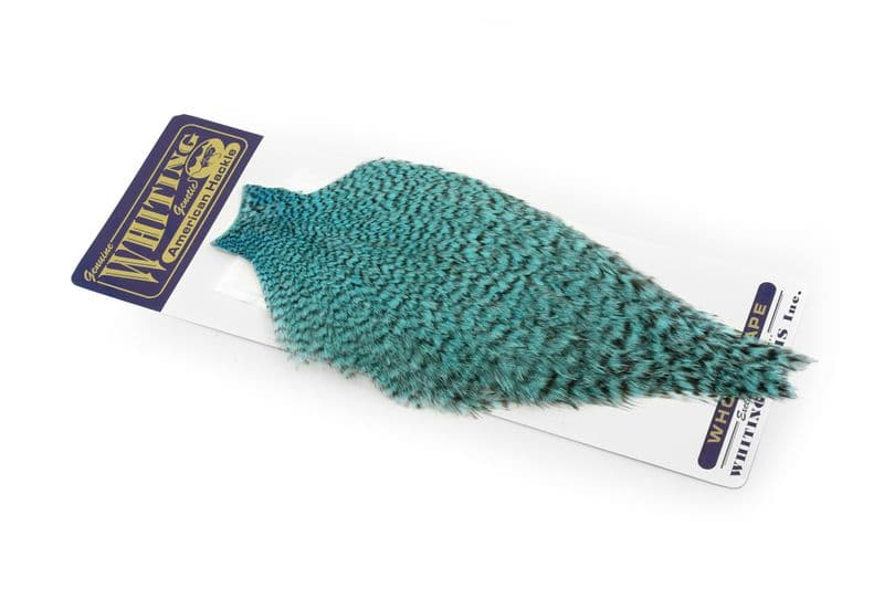 American Rooster Cape Grizzly dyed Silver Dr. Blue view 2