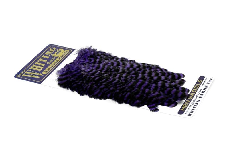 American Hen Saddle Grizzly dyed Purple view 2