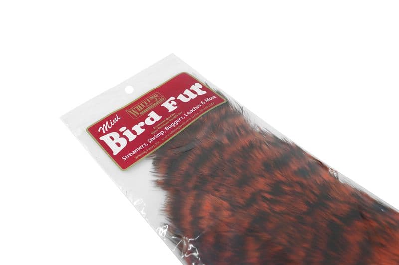 Mini Bird Fur Grizzly dyed Orange view 1
