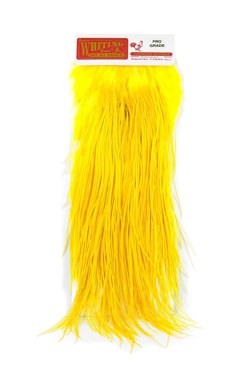 Whiting Pro Grade Midge Saddle White dyed Pale Yellow view 3