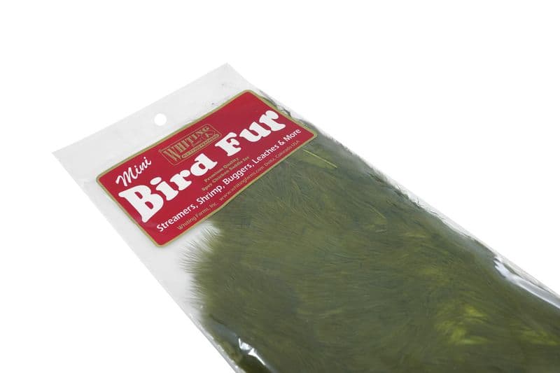 Mini Bird Fur White dyed Dark Olive view 1