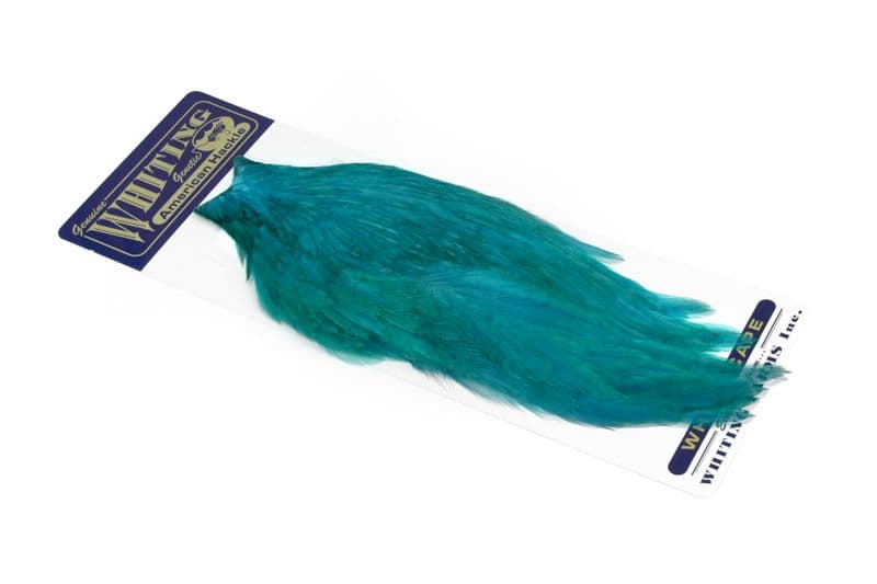 American Rooster Cape White dyed Teal view 2