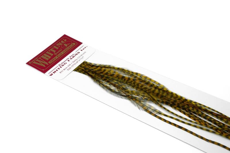 Whiting 100 Pk Size 18 Grizzly dyed Golden Olive view 3