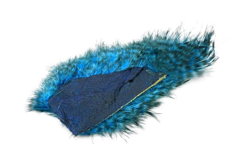 Mini Bird Fur Grizzly dyed Kingfisher Blue view 4