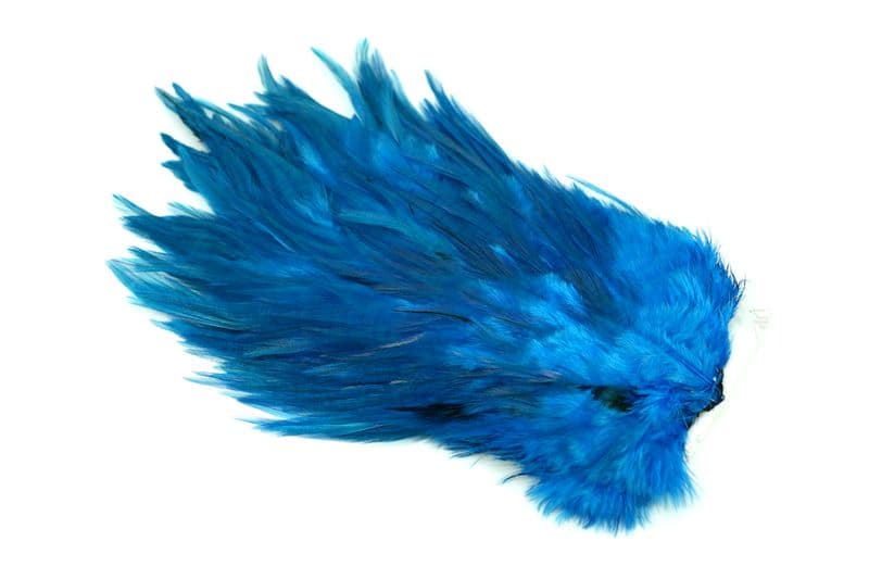 4 B's Rooster Saddle White dyed Kingfisher Blue view 1