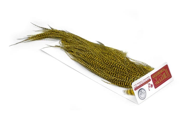 Whiting Silver Saddle Grizzly dyed Pale Yellow view 2