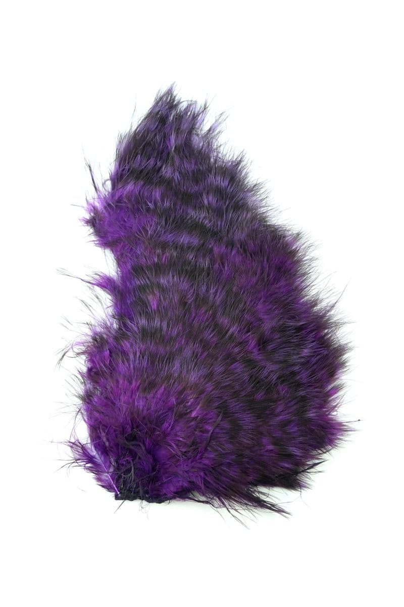 Mini Bird Fur Grizzly dyed Purple view 3