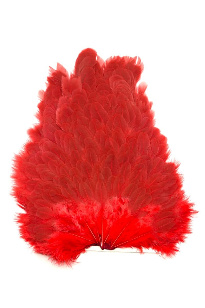 4 B's Hen Saddle White dyed Red view 2
