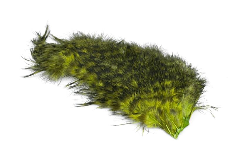 Mini Bird Fur Grizzly dyed Olive view 2