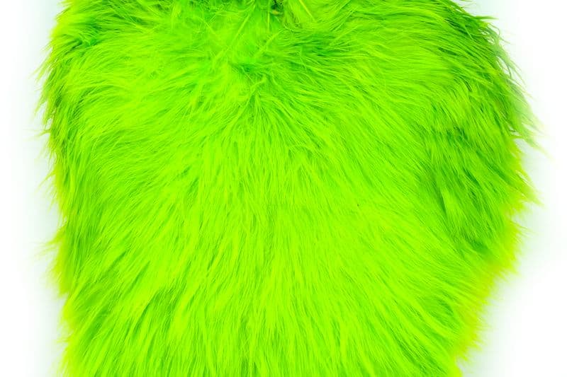 Spey Hackle Hen Saddle White dyed Fl. Green Chartreuse