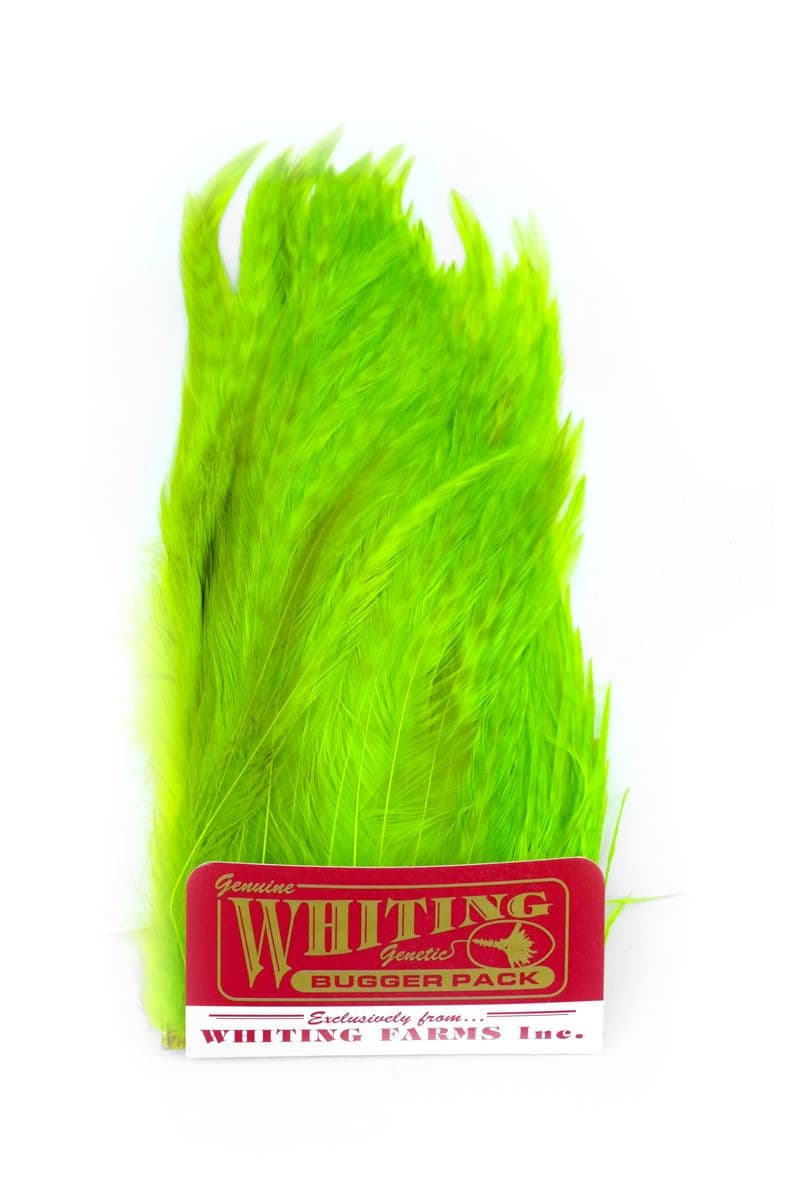 Whiting Bugger Pack White dyed Fl. Green Chartreuse view 3
