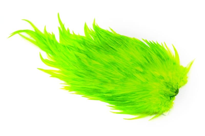 4 B's Rooster Saddle White dyed Fl. Green Chartreuse view 1