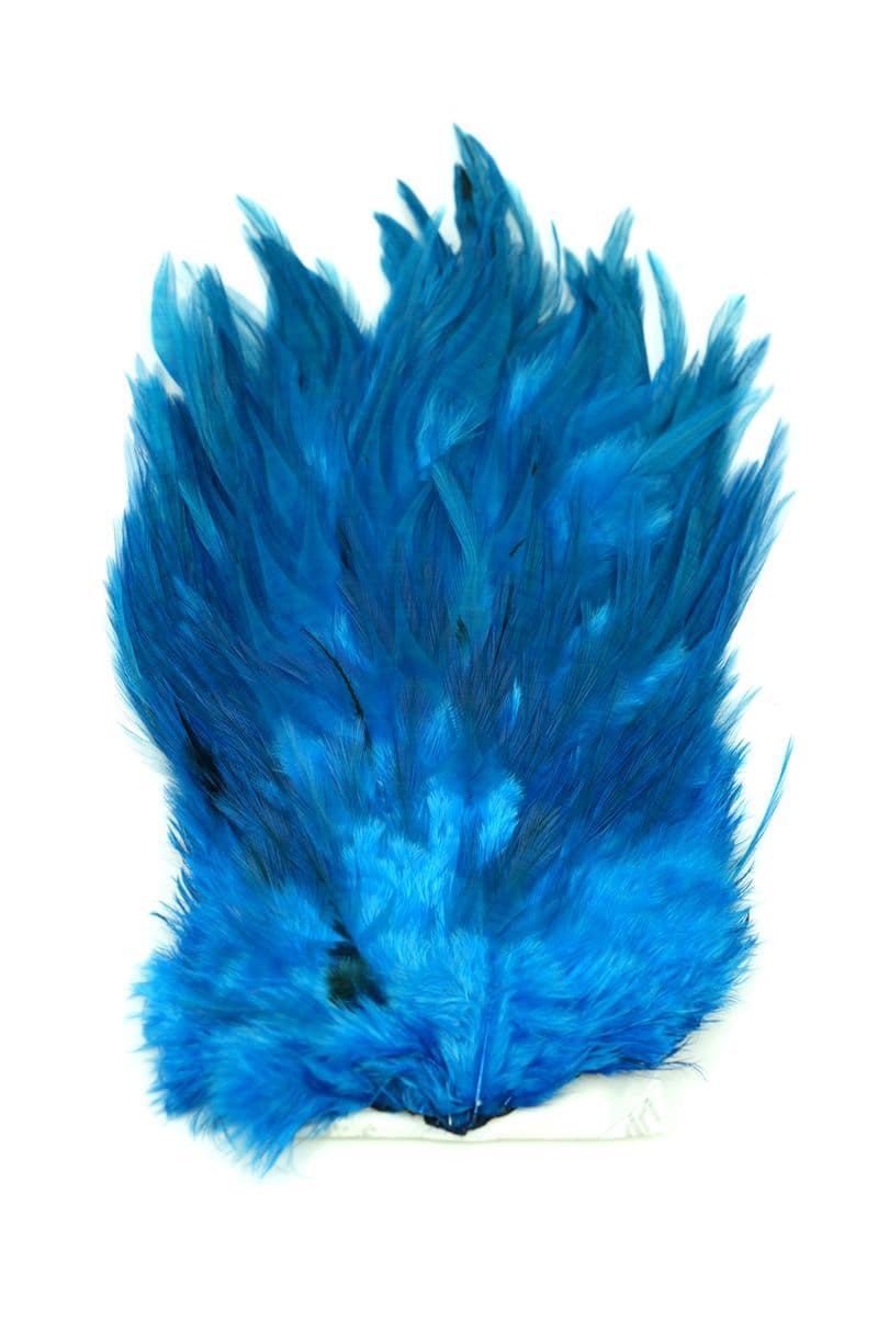 4 B's Rooster Saddle White dyed Kingfisher Blue view 2