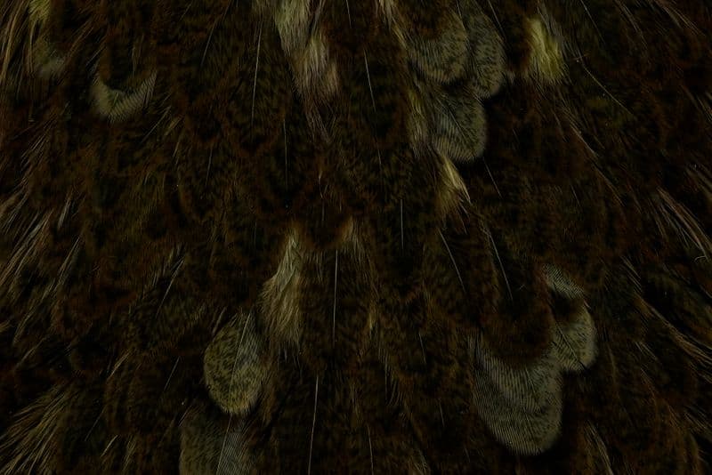 Brahma Hen Saddle Mottled Grey dyed Dark Olive view 1