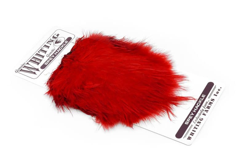 Spey Hackle Hen Saddle White dyed Red view 2