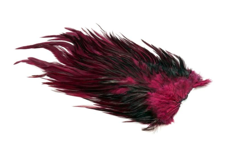 4 B's Rooster Saddle White dyed Claret view 1