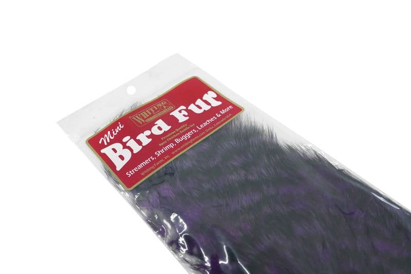 Mini Bird Fur Grizzly dyed Purple view 1