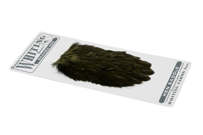 Brahma Hen Saddle Mottled Grey dyed Dark Olive view 2
