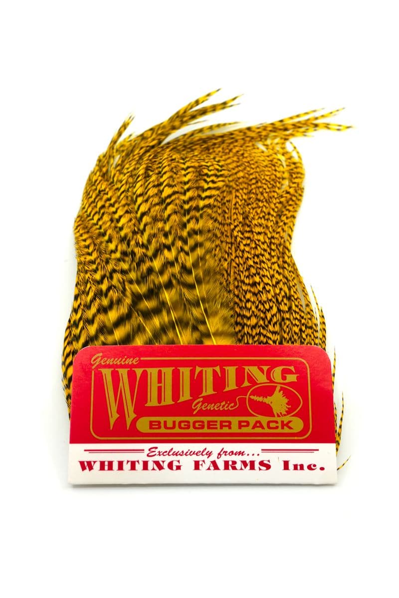 Whiting Bugger Pack Grizzly dyed Yellow view 3