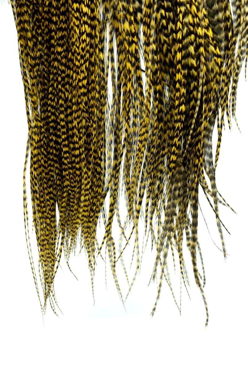 Eurohackle Saddle Grizzly dyed Golden Straw view 4