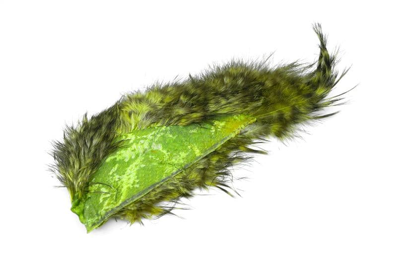 Mini Bird Fur Grizzly dyed Olive view 4