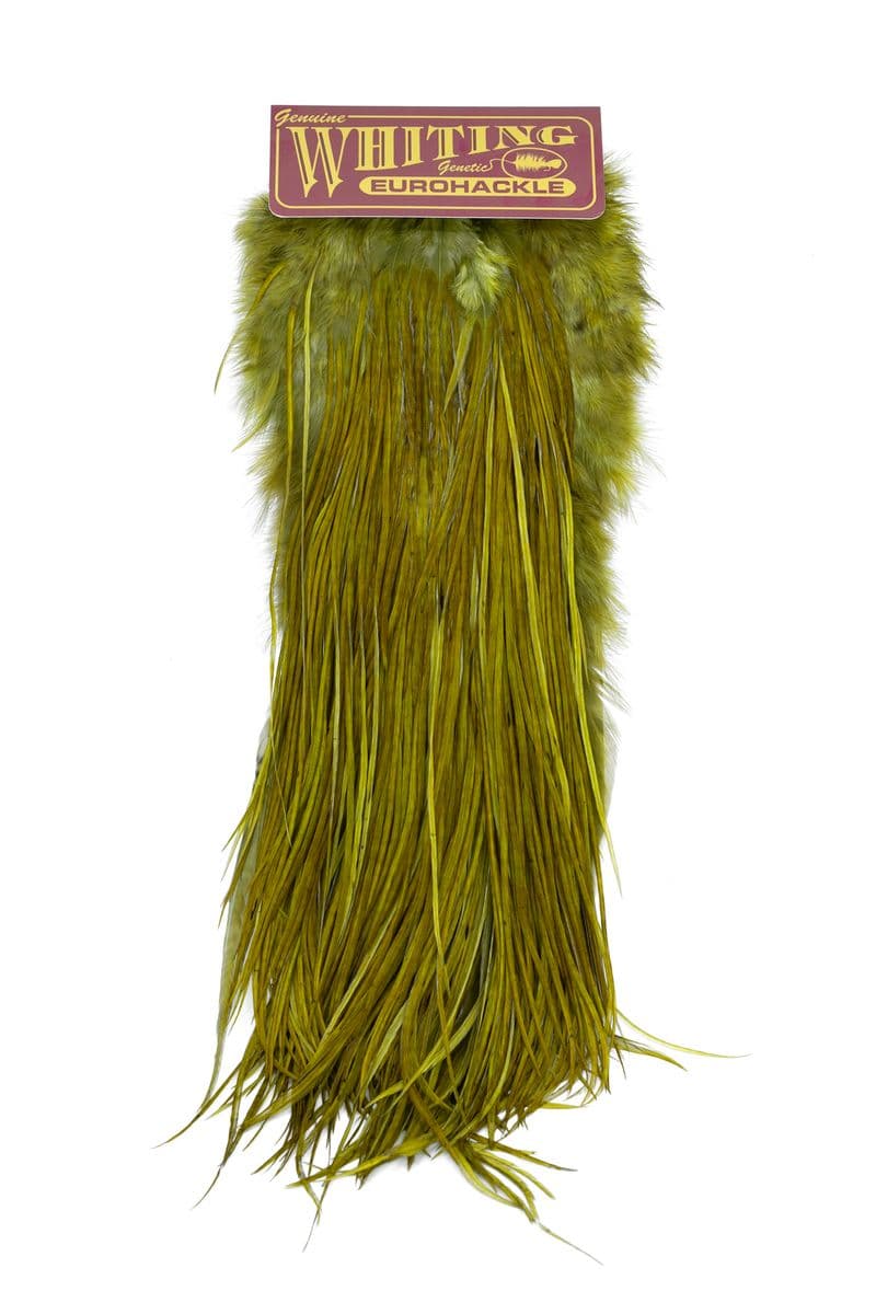 Eurohackle Saddle White dyed Dark Olive view 3
