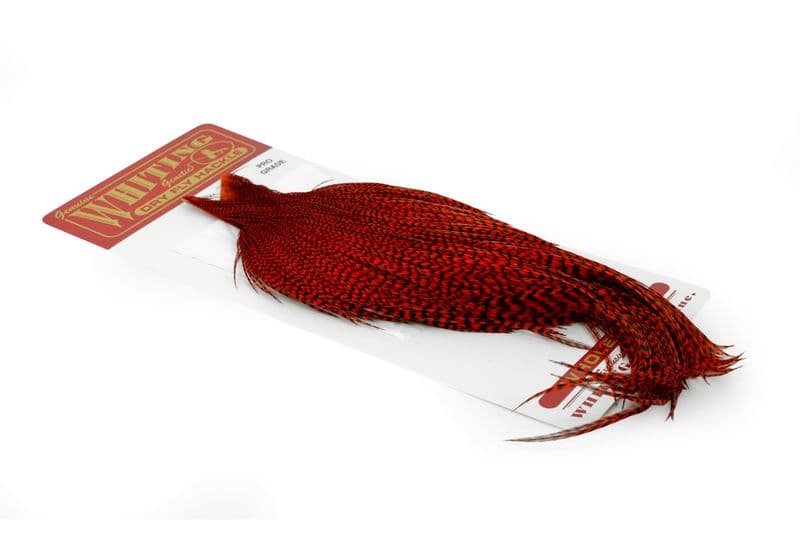 Whiting Pro Grade Cape Grizzly dyed Orange view 2