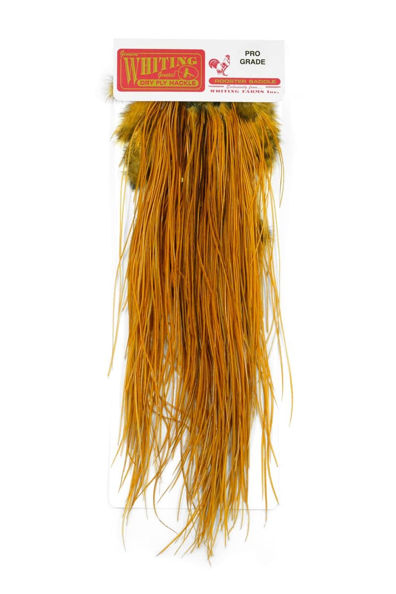 Whiting Pro Grade Midge Saddle White dyed March Brown view 3