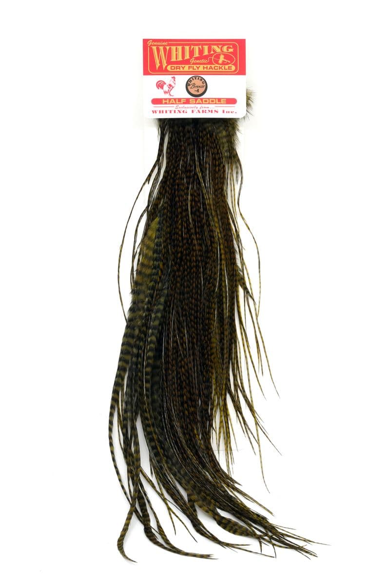 Whiting Bronze 1/2 Saddle Grizzly dyed Dark Olive view 2