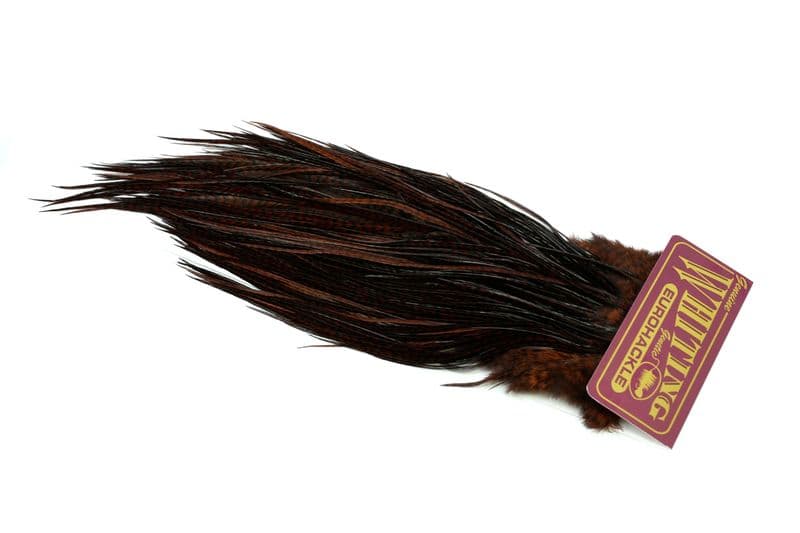 Eurohackle Saddle Grizzly dyed Coachman Brown view 2