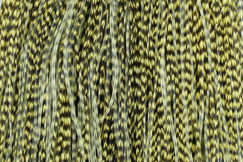 Whiting Pro Grade Midge Saddle Grizzly dyed Pale Yellow view 1